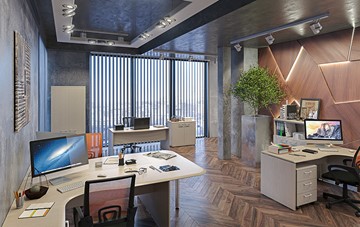 Комплект офисной мебели Wave 3, 3 рабочих места и шкафы во Владикавказе