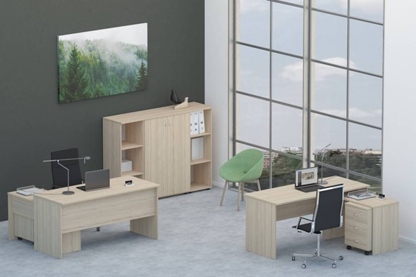 Офисный комплект мебели Twin для 2 сотрудников со шкафом для документов во Владикавказе - изображение