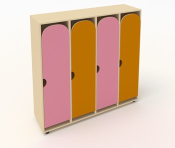 Распашной детский шкаф ШГ4У Беж+Оранжевый+Розовый во Владикавказе