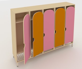 Детский шкаф распашной ШГС5 Беж +Оранжевый + Розовый во Владикавказе