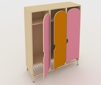 Распашной шкаф детский ШГС3 Беж + Розовый + Оранжевый во Владикавказе