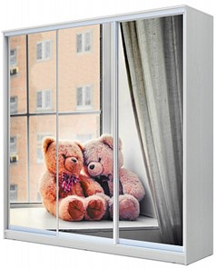Детский шкаф ХИТ 23-20/2-777-26, Мишки на окне, Белый во Владикавказе