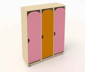 Распашной детский шкаф ШГ3 Беж+Розовый+Оранжевый во Владикавказе