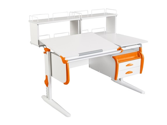 Детский стол-трансформер 1/75-40 (СУТ.25) + Polka_zz 1/600 (2 шт.) + Tumba 3  белый/белый/Оранжевый во Владикавказе - изображение