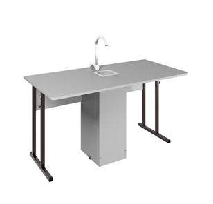 Детский стол 2-местный для кабинета химии Стандарт 7, Пластик Серый/Коричневый во Владикавказе