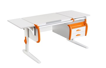 Детский стол-трансформер 1/75-40 (СУТ.25) + Polka_b 1/550 + Tumba 3 белый/белый/Оранжевый во Владикавказе