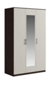 Шкаф 3 двери Genesis Светлана, с зеркалом, венге/дуб молочный во Владикавказе