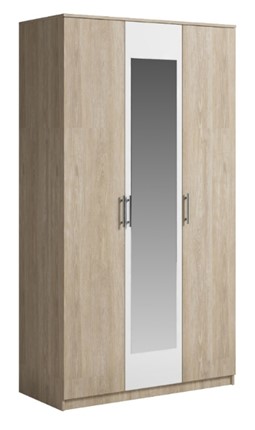 Шкаф 3 двери Светлана, с зеркалом, белый/дуб сонома во Владикавказе - изображение