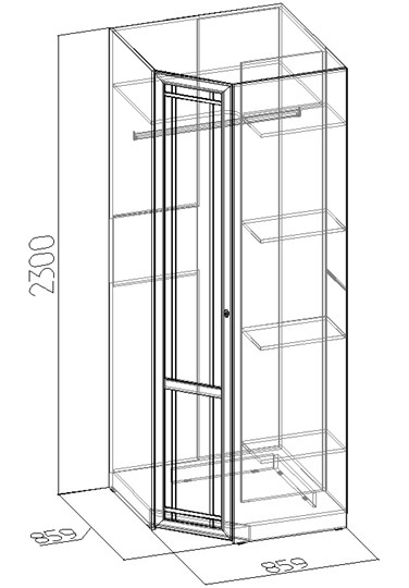 Распашной угловой шкаф Sherlock 63+ фасад стандарт, Дуб Сонома во Владикавказе - изображение 2