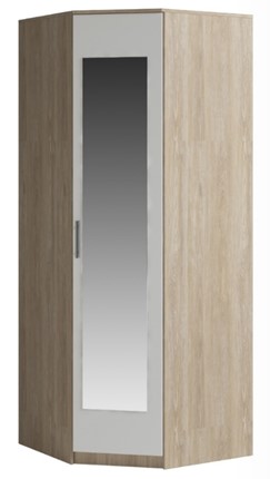 Распашной угловой шкаф Светлана, с зеркалом, белый/дуб сонома во Владикавказе - изображение
