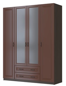 Шкаф четырехстворчатый Кантри, лак орех ШР-4, с 2мя зеркалами во Владикавказе - предосмотр