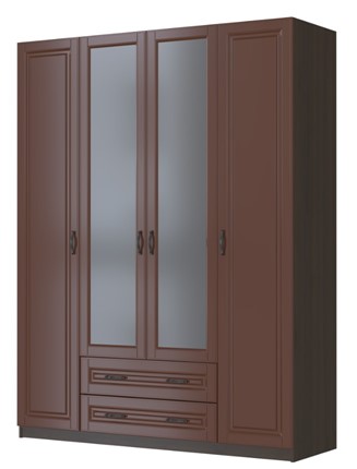 Шкаф четырехстворчатый Кантри, лак орех ШР-4, с 2мя зеркалами во Владикавказе - изображение