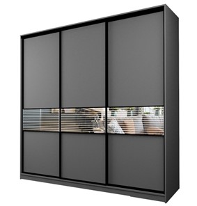 Шкаф 3-х дверный MAX МШ-23-6-27-333, Профиль Черный/Цвет Графит/с зеркальной вставкой с пескоструйным рисунком во Владикавказе