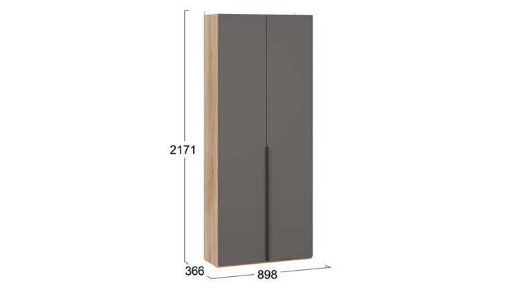 Шкаф с 2 глухими дверями Порто (366) СМ-393.07.223 (Яблоня Беллуно/Графит софт) во Владикавказе - изображение 3