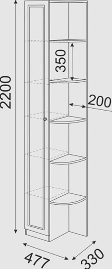 Угловой шкаф-стеллаж Беатрис М13 левый (Орех Гепланкт) во Владикавказе - изображение 3
