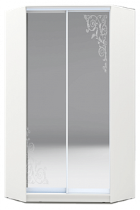 Шкаф 2200х1103, ХИТ У-22-4-66-09, Орнамент, 2 зеркала, белая шагрень во Владикавказе