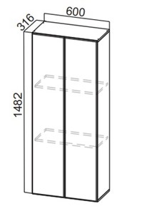 Кухонный пенал-надстройка Стайл, ПН600(912/316), МДФ во Владикавказе