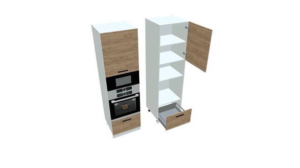 Кухонный шкаф-пенал П7 3, Дуб крафт/Белый во Владикавказе - изображение