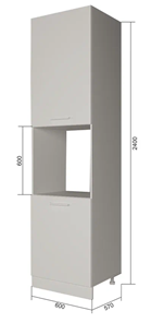 Кухонный шкаф-пенал П9 2, Белое гладкое Ламарти/Антрацит во Владикавказе