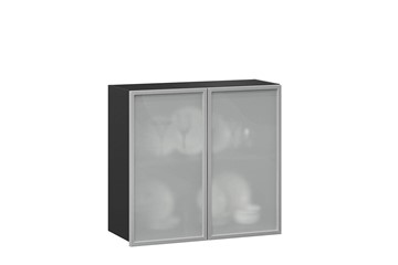 Кухонный шкаф 800, Шервуд, со стеклом ЛД 281.361.000.030, серый/черный во Владикавказе