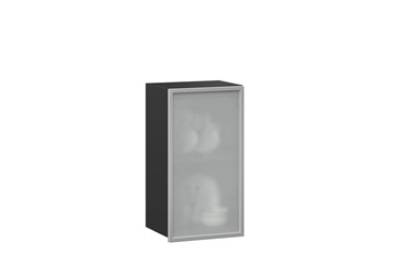 Кухонный шкаф 400 Шервуд, со стеклом левый ЛД 281.321.000.022, серый/черный во Владикавказе