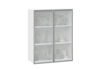 Кухонный высокий шкаф 800, Шервуд, со стеклом ЛД 281.461.000.129, белый/серый во Владикавказе