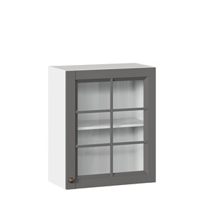 Настенный шкаф Амели-3 600 со стеклом ЛД 299.350.000.030, Белый/Оникс серый во Владикавказе