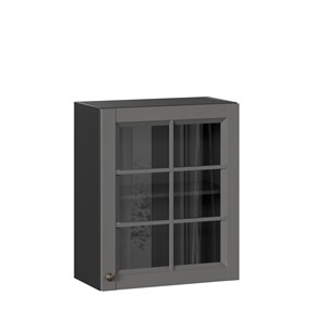 Кухонный навесной шкаф Амели-3 600 со стеклом ЛД 299.350.000.032, Черный/Оникс серый во Владикавказе