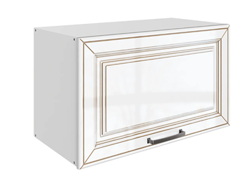 Шкаф на кухню Атланта L600 Н360 (1 дв. гл.) эмаль (белый/белый глянец патина золото) во Владикавказе