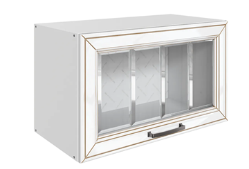 Кухонный шкаф Атланта L600 Н360 (1 дв. рам.) эмаль (белый/белый глянец патина золото) во Владикавказе