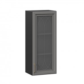 Шкаф настенный Джелатто 400 высокий со стеклом ЛД 241.420.000.152, Черный/Оникс серый во Владикавказе