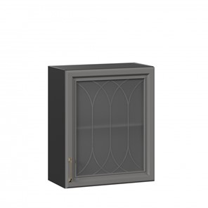 Шкаф навесной Джелатто 600 со стеклом ЛД 241.350.000.147, Черный/Оникс серый во Владикавказе