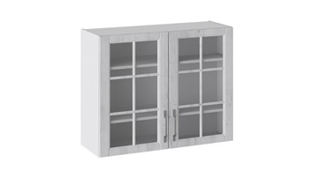 Навесной шкаф Прованс (Белый глянец/Санторини светлый) со стеклом В_72-90_2ДРс во Владикавказе