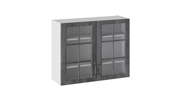 Кухонный шкаф Прованс (Белый глянец/Санторини темный) со стеклом В_72-90_2ДРс во Владикавказе