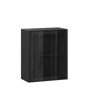 Кухонный навесной шкаф со стеклом 600 Индиго ЛД 298.350.000.063, Чёрный/Чёрный во Владикавказе