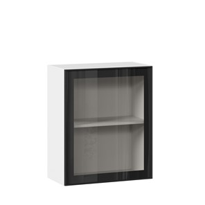 Кухонный шкаф со стеклом 600 Индиго ЛД 298.350.000.105, Белый/Чёрный во Владикавказе
