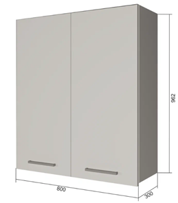 Навесной кухонный шкаф В9 80, МДФ Софт бирюза/Белый во Владикавказе