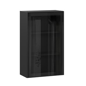 Кухонный навесной шкаф высокий со стеклом 600 Индиго ЛД 298.450.000.170, Чёрный/Чёрный во Владикавказе