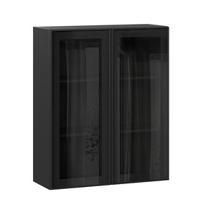 Шкаф на кухню высокий со стеклом 800 Индиго ЛД 298.460.000.156, Чёрный/Чёрный во Владикавказе
