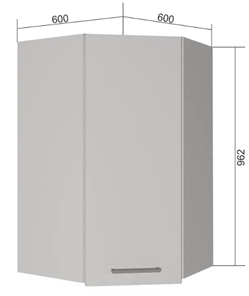 Кухонный угловой шкаф ВУ9, Серый/Белый во Владикавказе