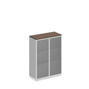 Шкаф для документов средний со стеклянными дверьми в рамке Bravo, дуб гладстоун/белый премиум (90х40х124,6) во Владикавказе