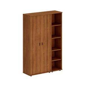 Шкаф комбинированный высокий Престиж, закрытый/стеллаж узкий, темный орех, 133x46x203, Исп.37 во Владикавказе