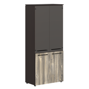 Шкаф колонка со стеклянными и глухими дверями MORRIS  Дуб Базель/Венге Магия MHC 85.2 (854х423х1956) во Владикавказе