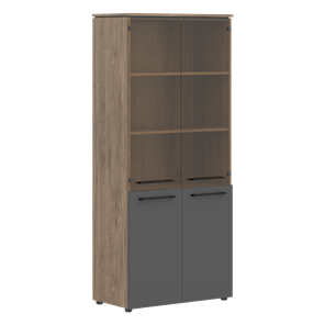 Шкаф колонка со стеклянными и глухими дверями MORRIS TREND Антрацит/Кария Пальмира MHC 85.2 (854х423х1956) во Владикавказе
