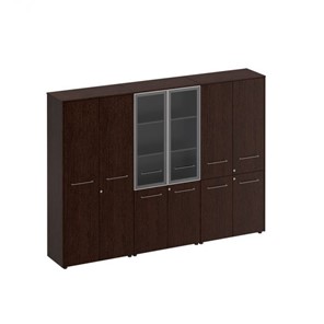 Шкаф комбинированный высокий (закрытый-стекло-одежда) Reventon (МЕ 377), венге темный (274х46х196) во Владикавказе