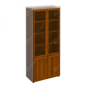 Шкаф для документов со стеклянными дверьми в рамке Мастер, темный орех (90х45х208) МТ 379 во Владикавказе