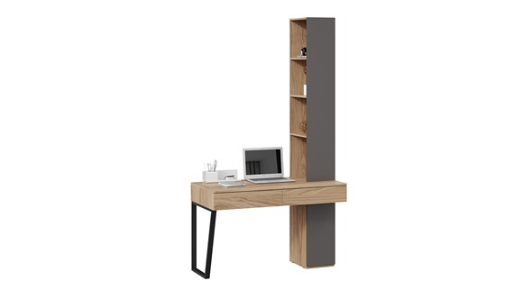 Компьютерный стол со шкафом комбинированным Порто СМ-393.15.012 (Яблоня Беллуно/Графит софт) во Владикавказе - изображение