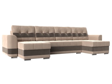 П-образный диван Честер, Бежевый/коричневый (велюр) во Владикавказе