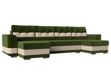 П-образный диван Честер, Зеленый/бежевый (вельвет/экокожа) во Владикавказе