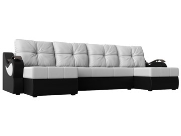 П-образный диван Меркурий П, Белый/черный (экокожа) во Владикавказе